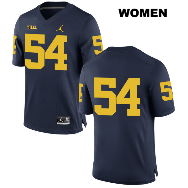 Women's NCAA Michigan Wolverines Carl Myers #54 No Name Navy Jordan Brand Authentic Stitched Football College Jersey LE25M52MN